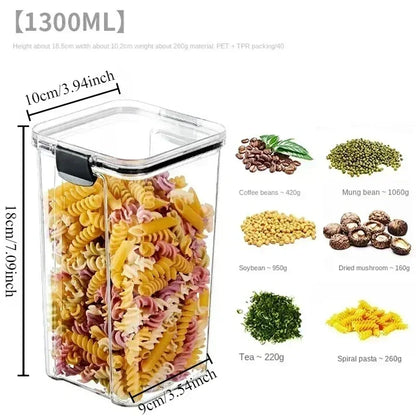 Kitchen Storage Box Food Storage Container Sealed Moisture-Proof Grain Storage Tank with Lid Coffee Bean Noodles Bottle Canister